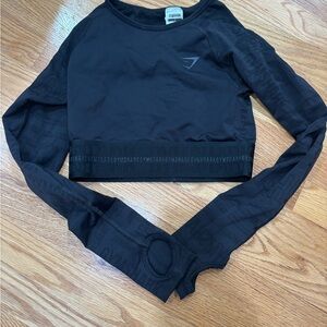 Gymshark Jet Black Long Sleeve Crop Top